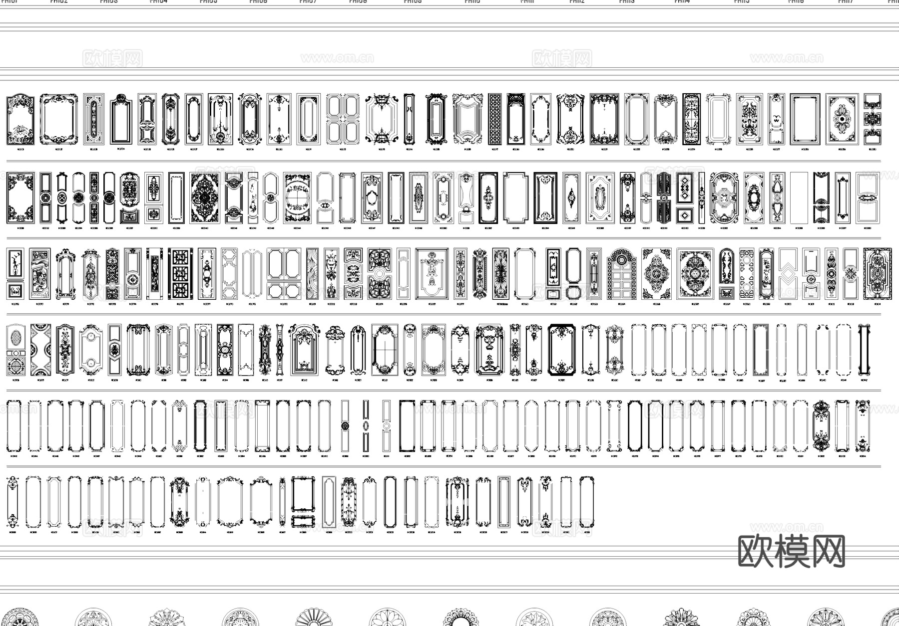 背景墙护墙板角花罗马柱地面拼花CAD图库cad施工图