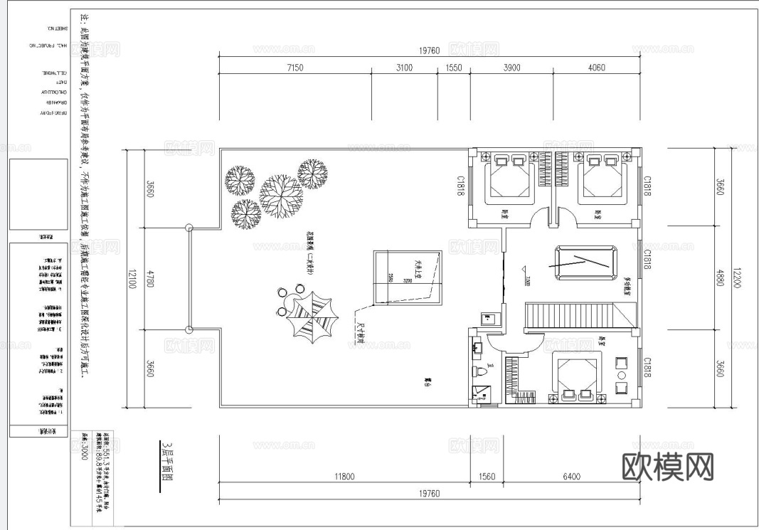 欧式别墅自建房 最新全套施工图设计cad施工图