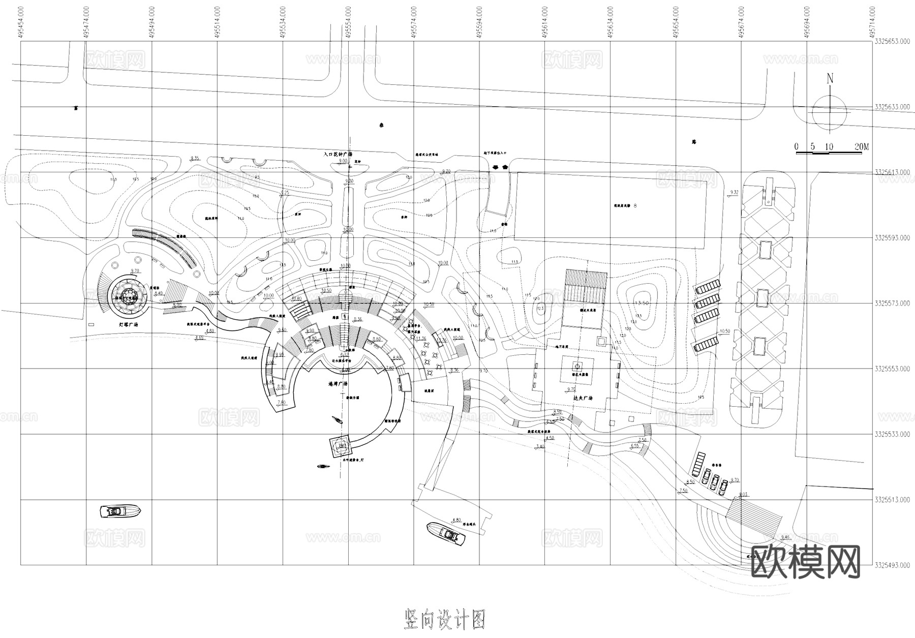 滨水港湾广场公园景观CAD施工图cad施工图