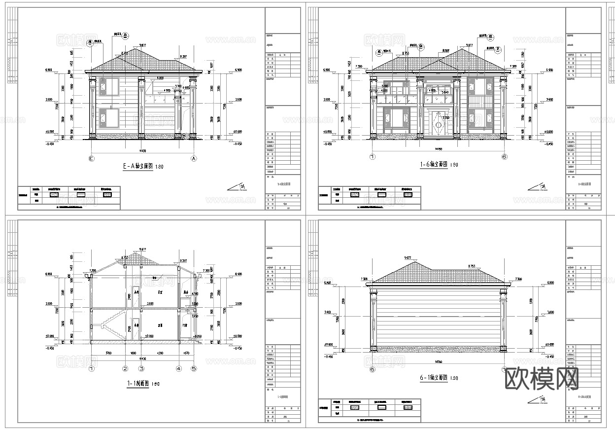 别墅建筑自建房 最新全套施工图设计cad施工图
