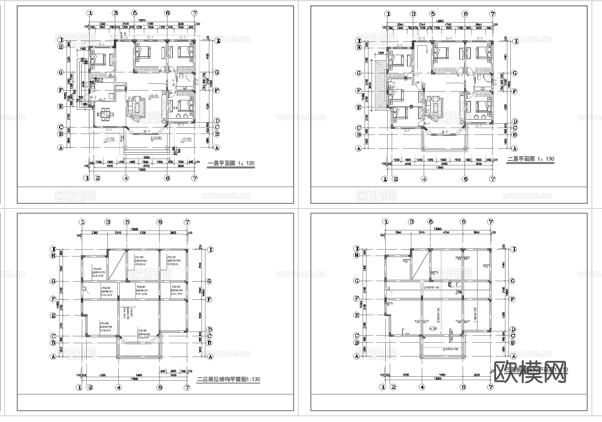 别墅建筑自建房 最新全套施工图设计cad施工图