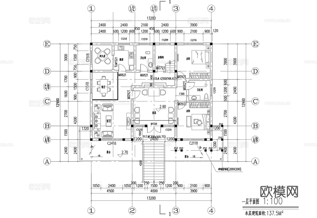 别墅建筑自建房 最新全套施工图设计cad施工图