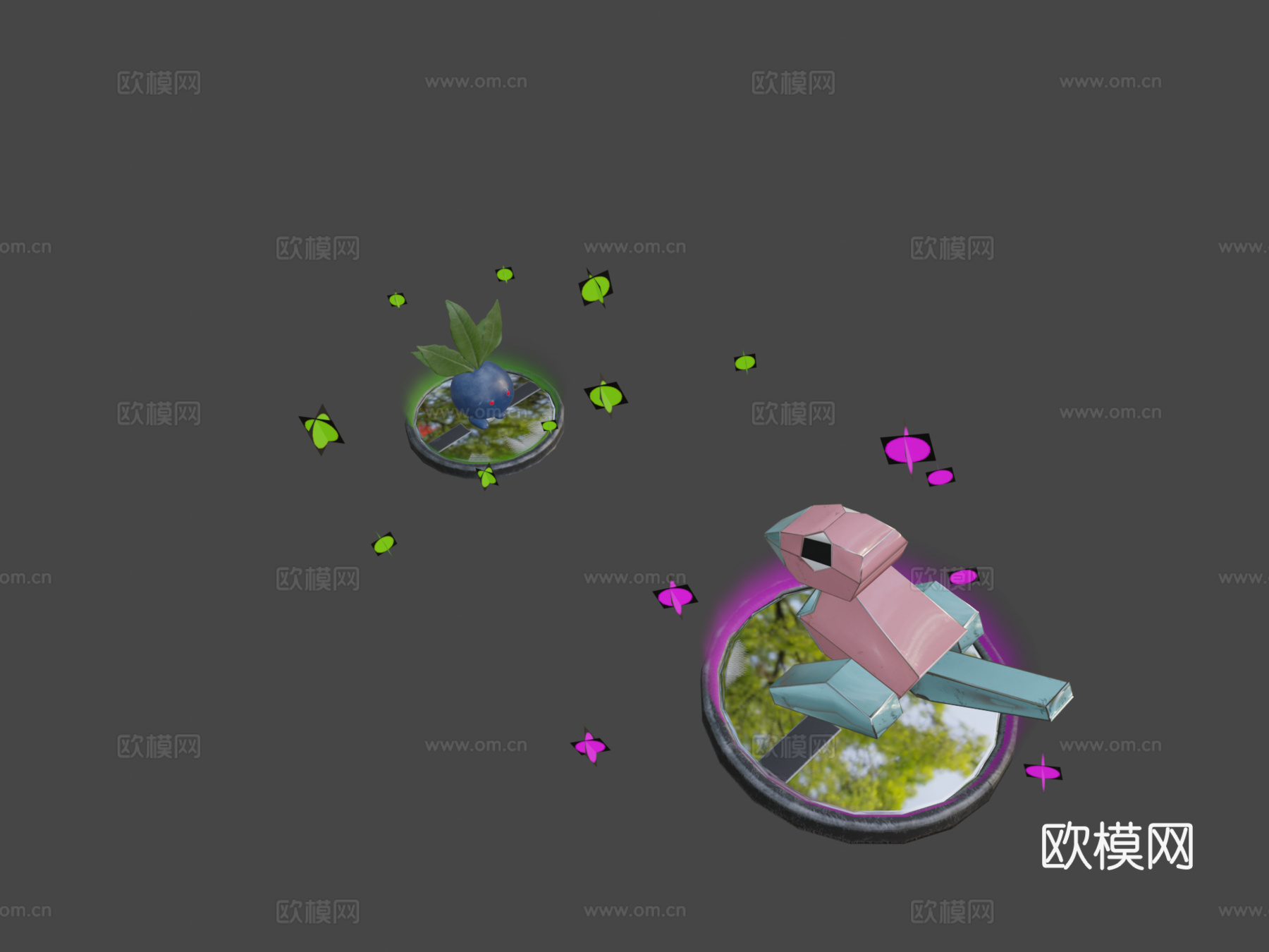 多边兽 走路草 战斗3d模型下载（渲染图8）