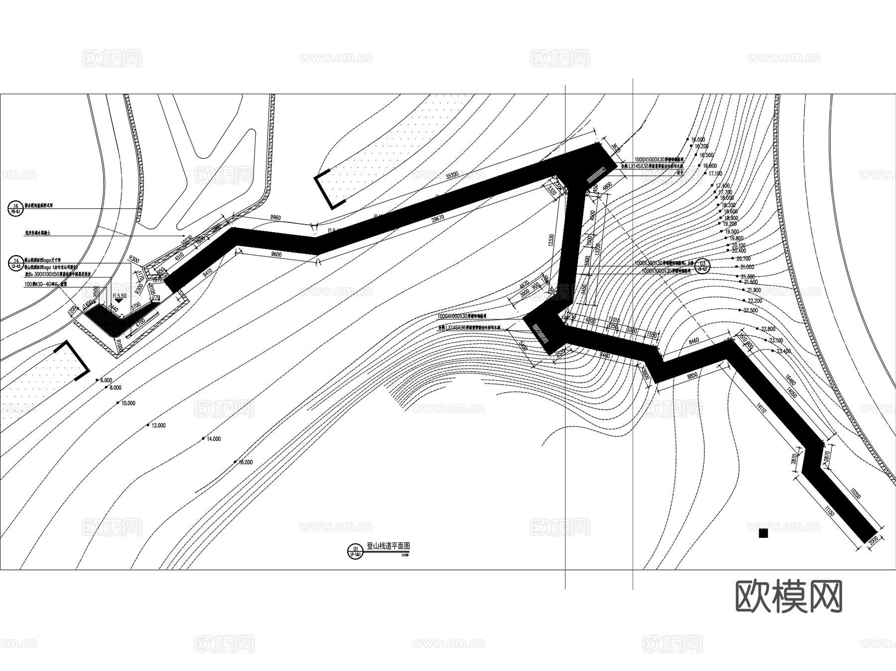 登山木栈道景观CAD施工详图集cad施工图cad施工图
