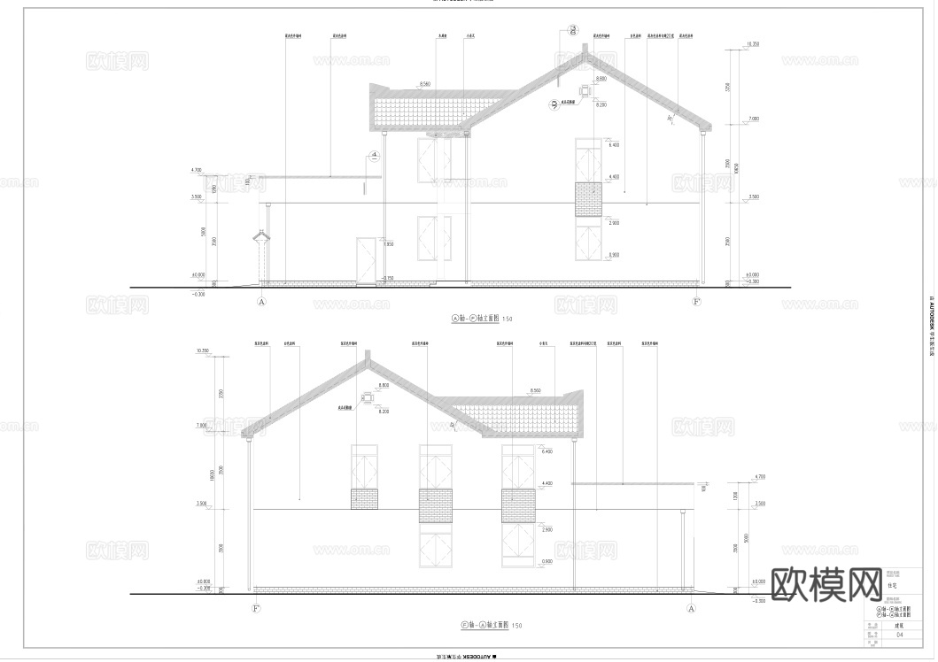 别墅自建房 最新全套施工图设计cad施工图