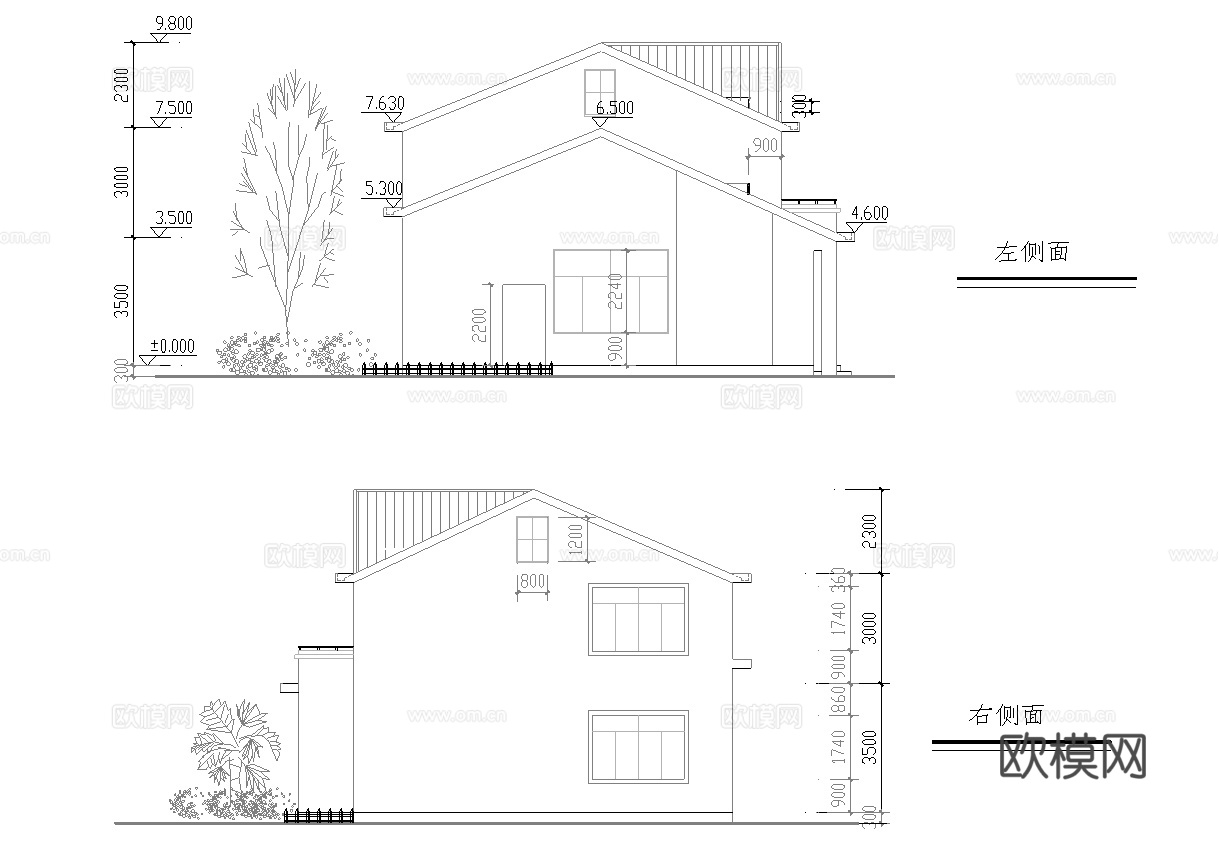 别墅建筑自建房 最新全套施工图设计cad施工图