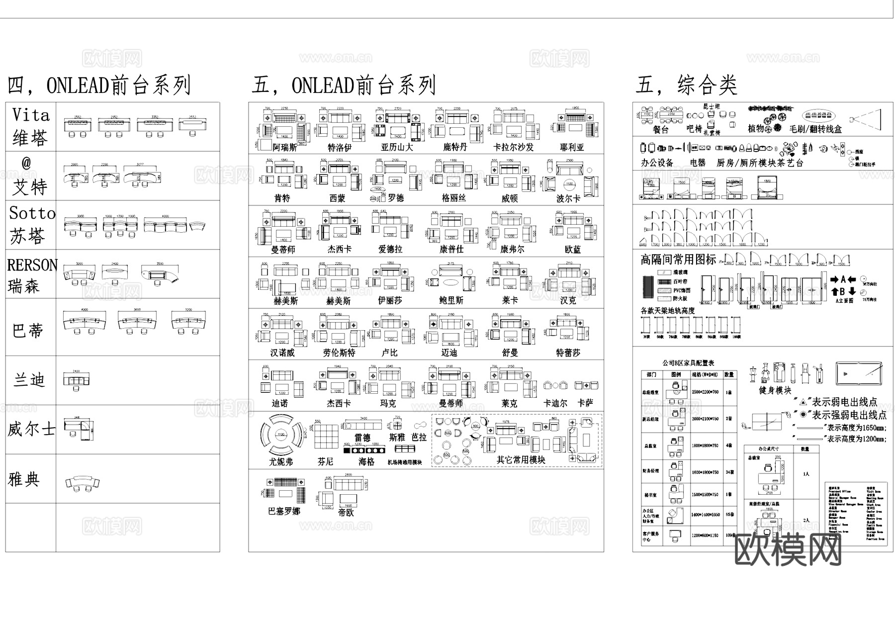 各品牌室内办公桌椅平面CAD图库cad施工图