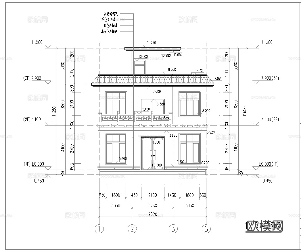 别墅建筑自建房 最新全套施工图设计cad施工图