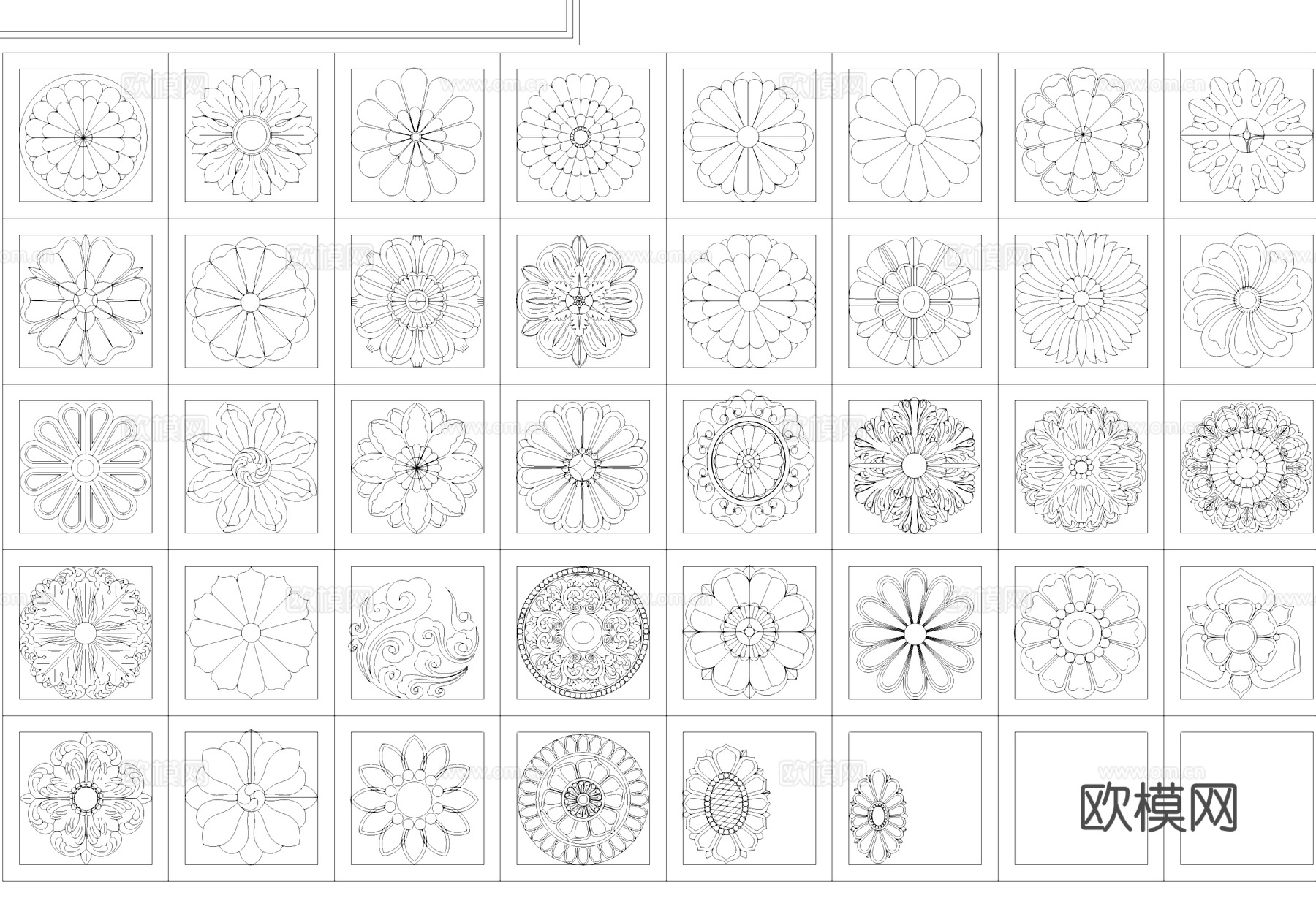 背景墙护墙板角花罗马柱地面拼花CAD图库cad施工图