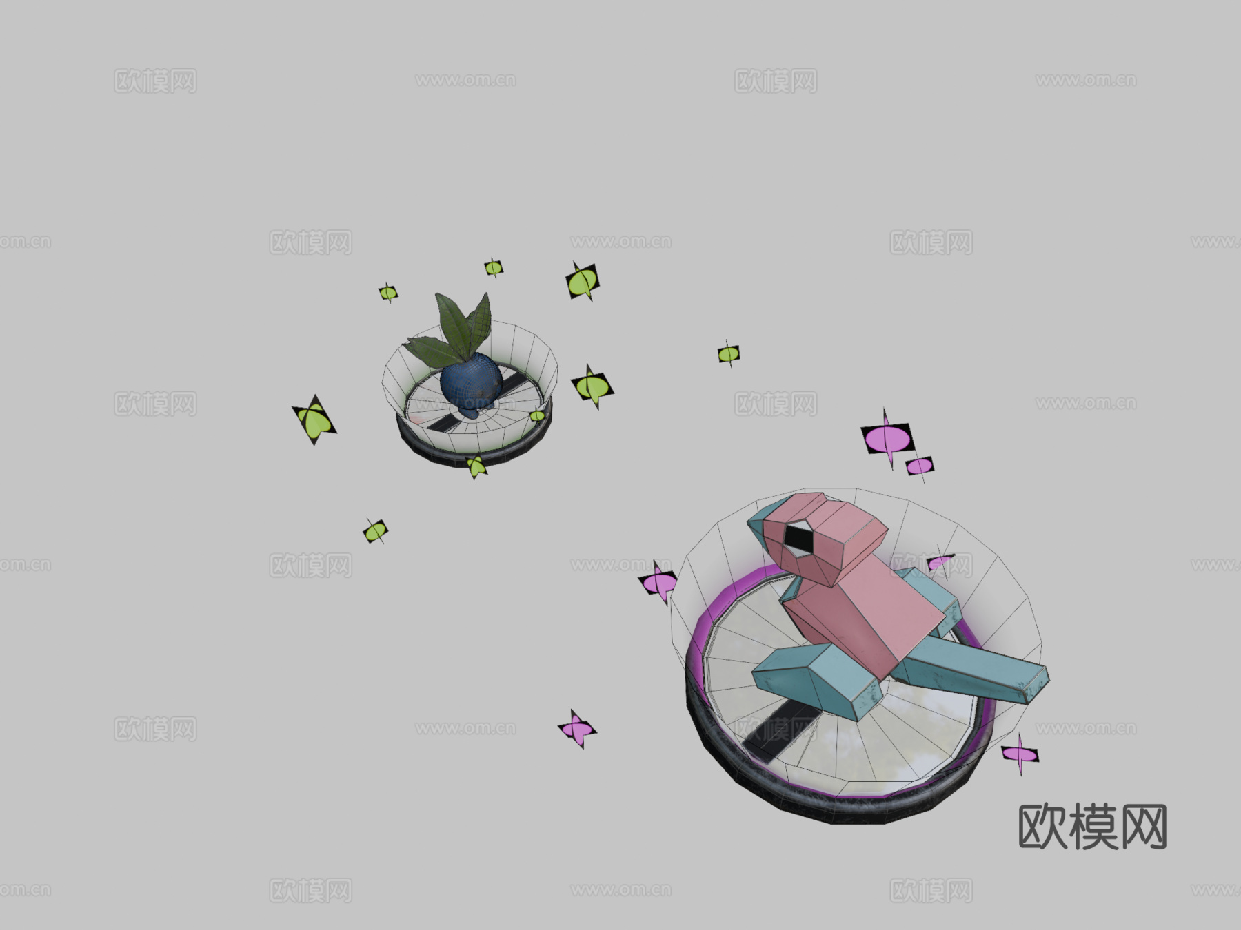 多边兽 走路草 战斗3d模型下载（渲染图2）