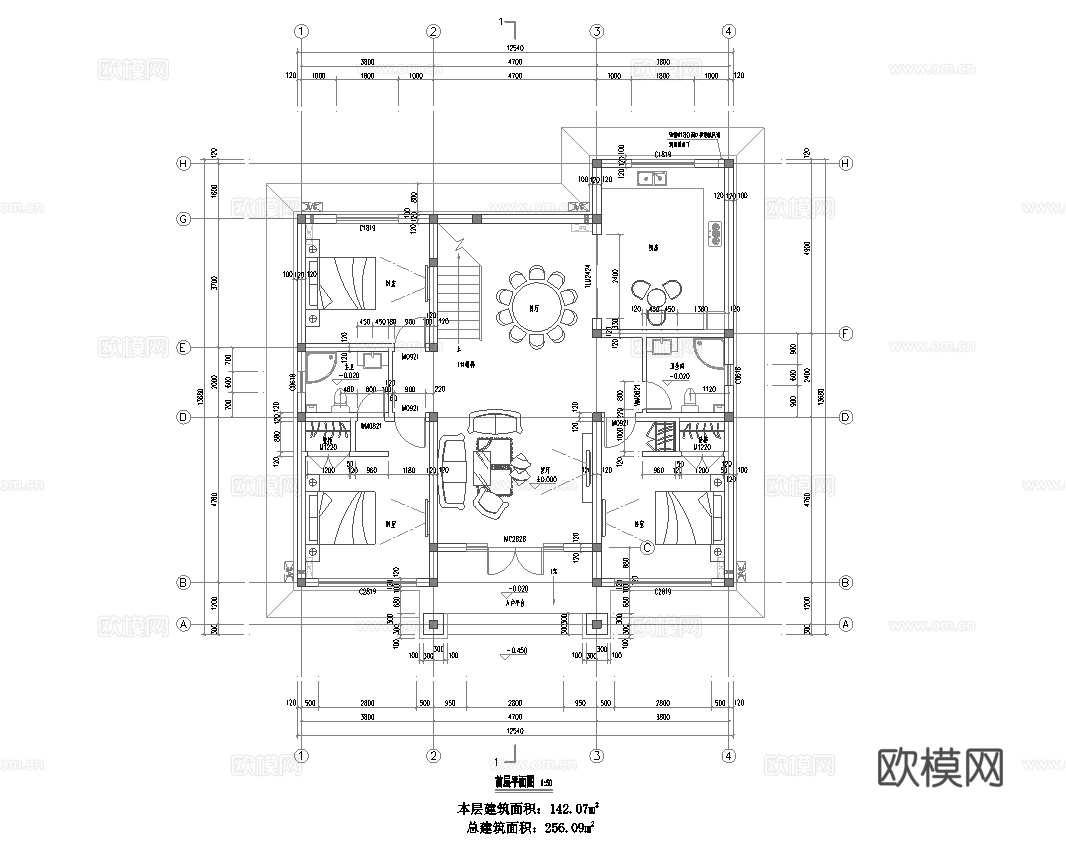 别墅自建房 最新全套施工图设计cad施工图