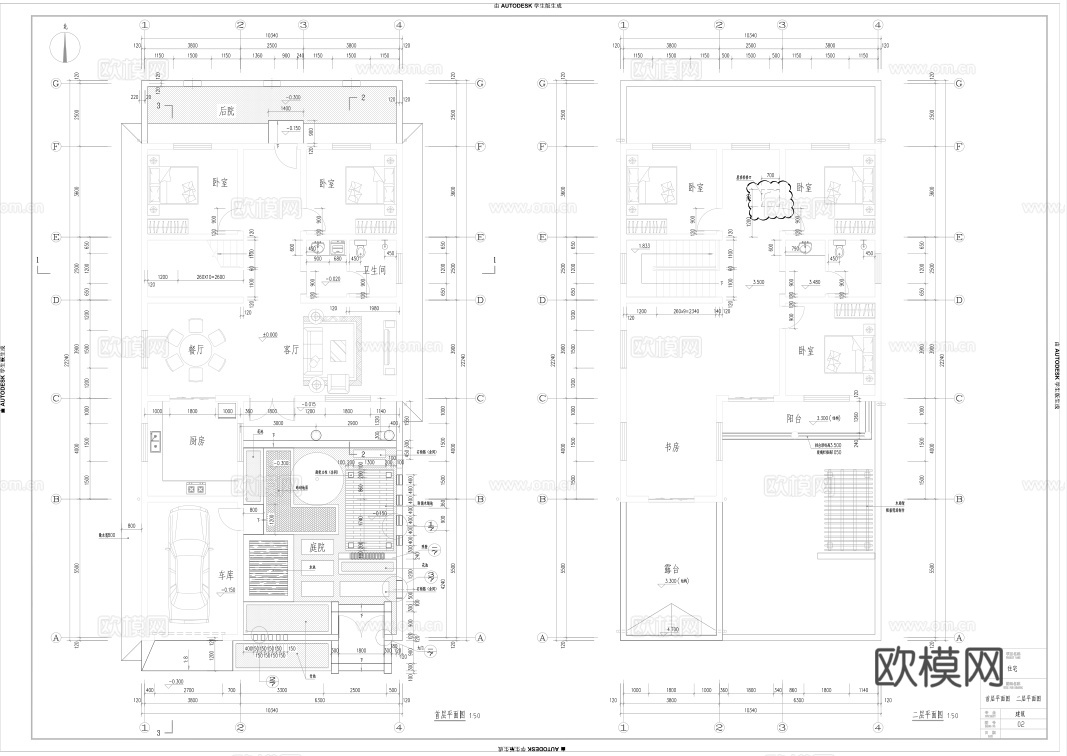 别墅自建房 最新全套施工图设计cad施工图