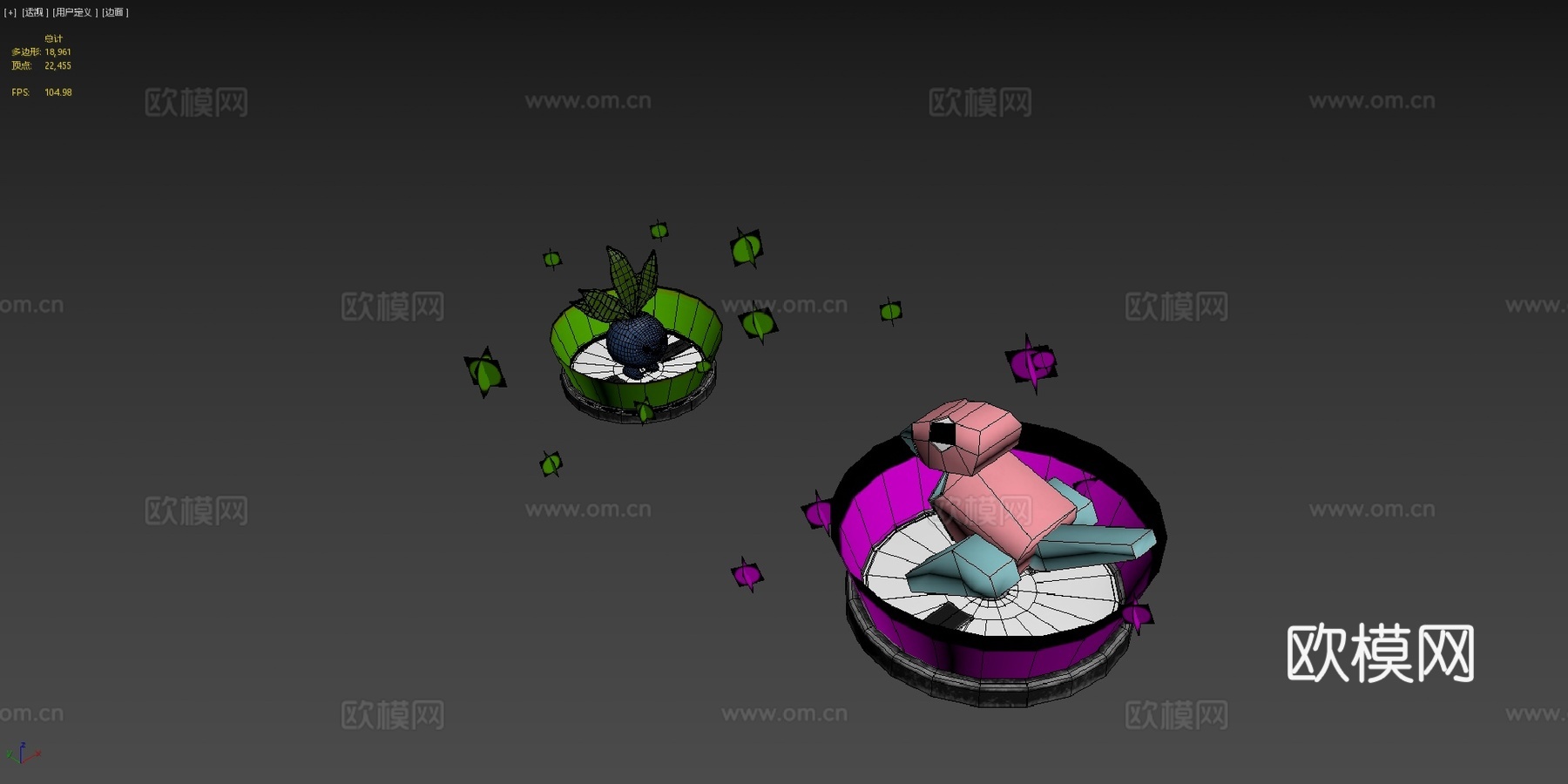 多边兽 走路草 战斗3d模型下载（渲染图4）
