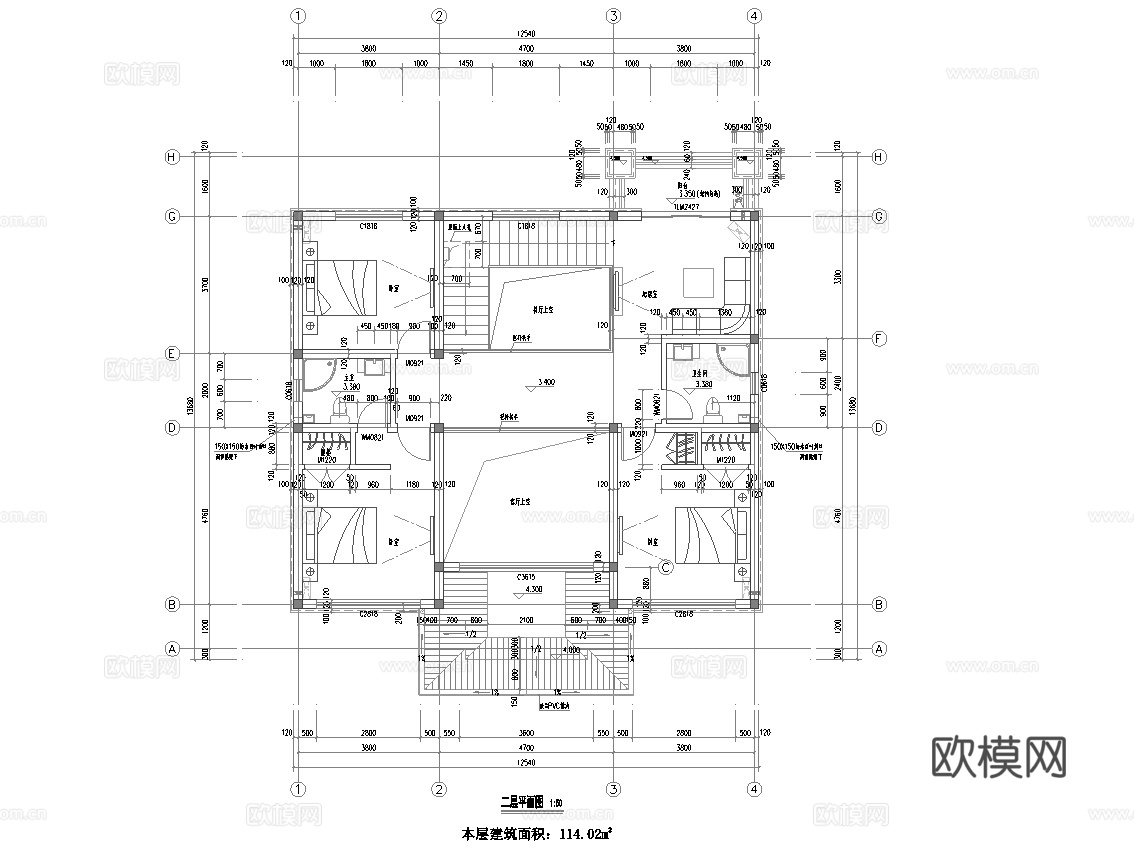 别墅自建房 最新全套施工图设计cad施工图
