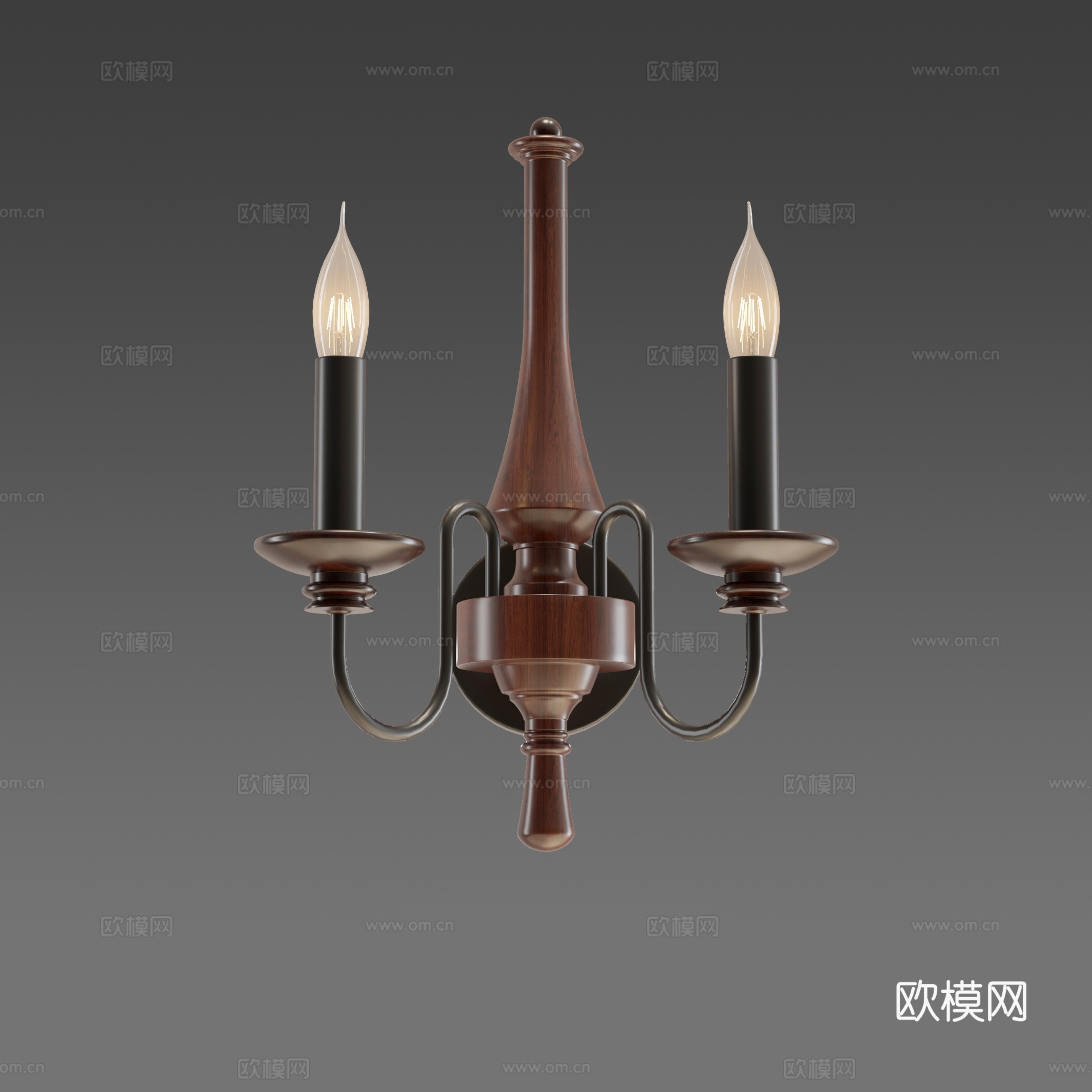 美式复古床头壁灯su模型