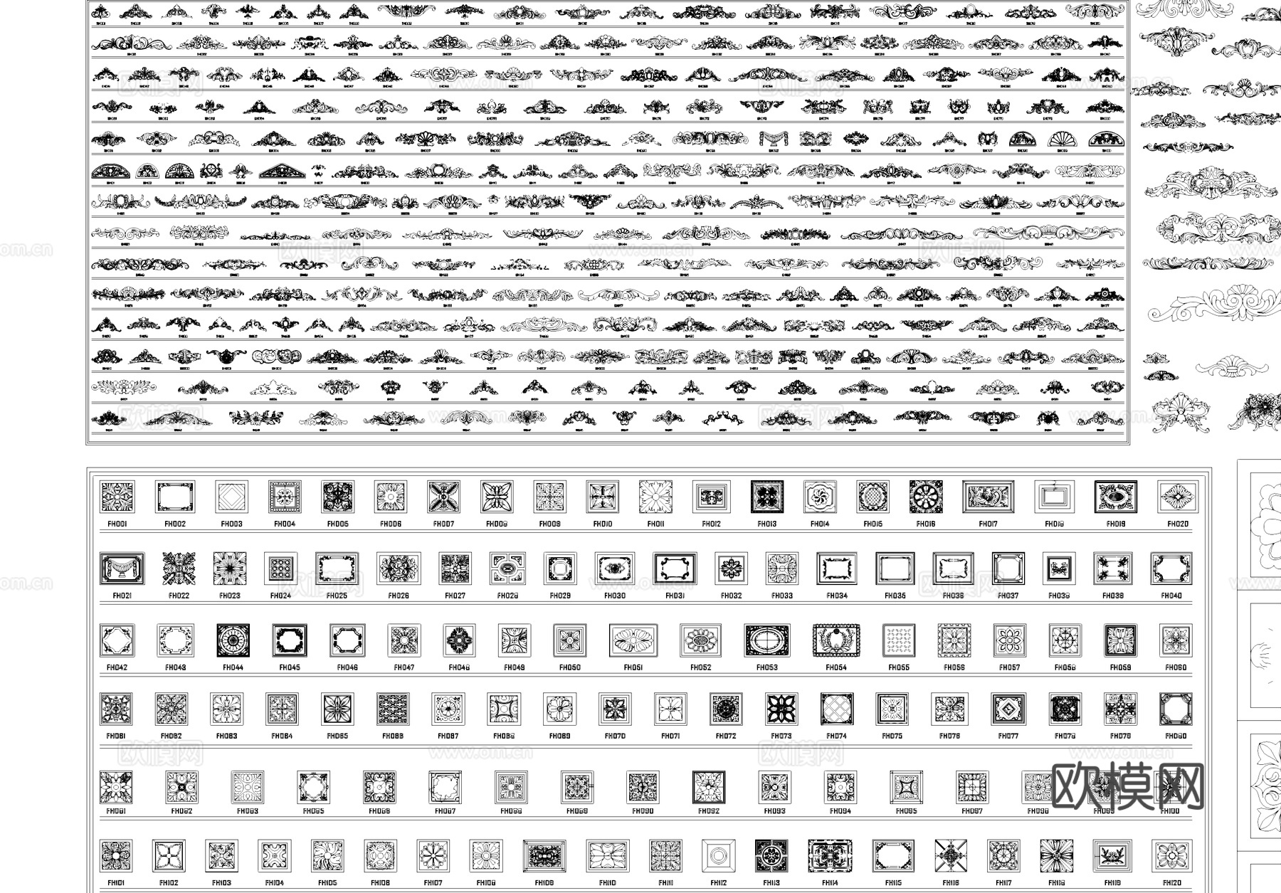 背景墙护墙板角花罗马柱地面拼花CAD图库cad施工图