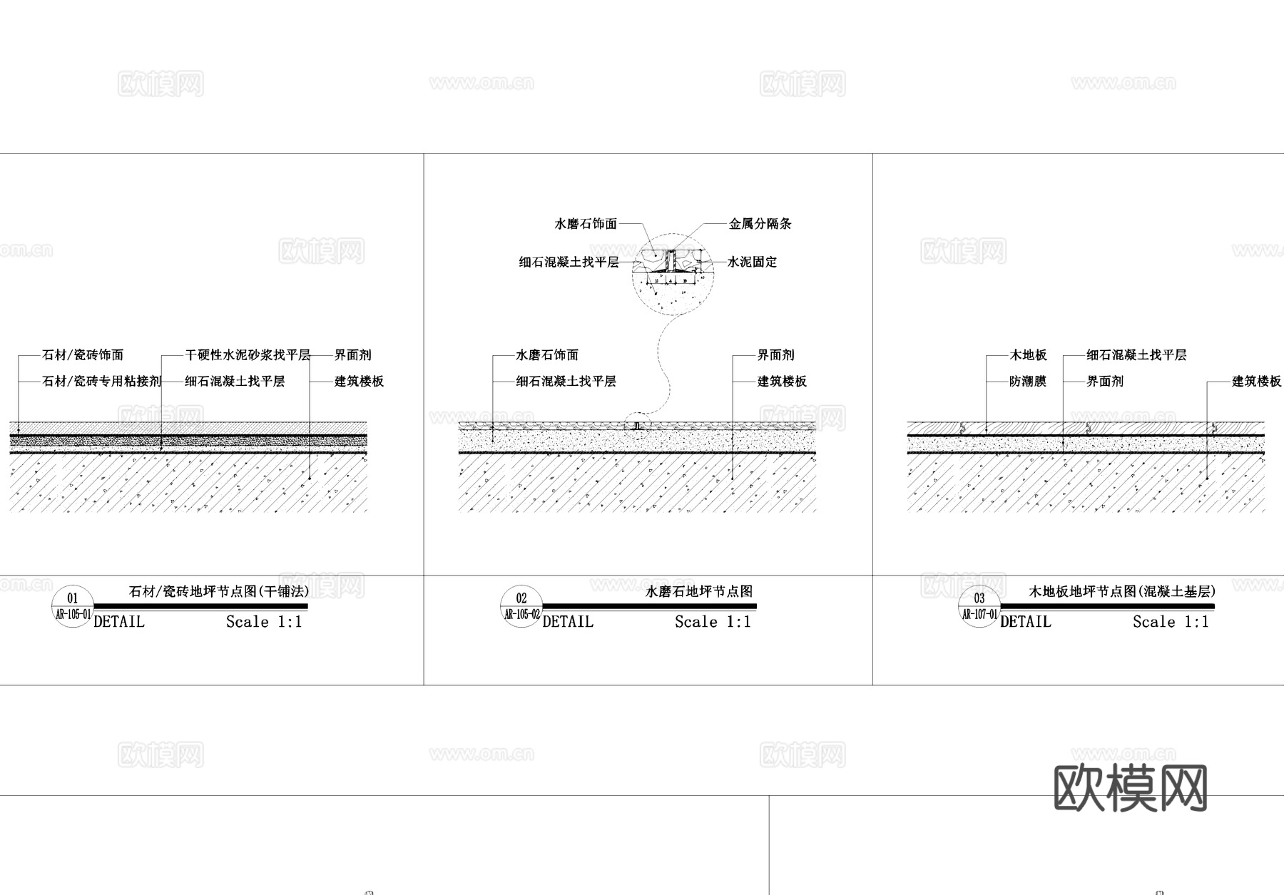 地平做法工艺节点大样CAD施工详图集cad施工图