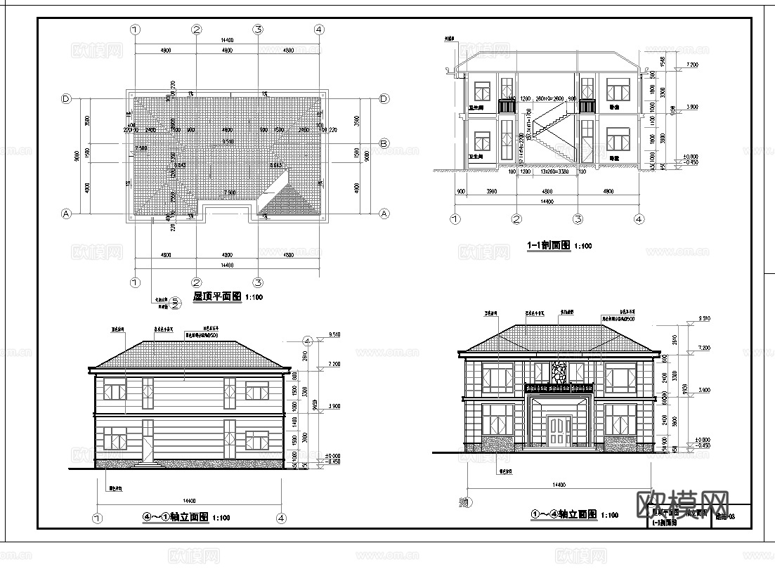 别墅自建房 最新全套施工图设计cad施工图