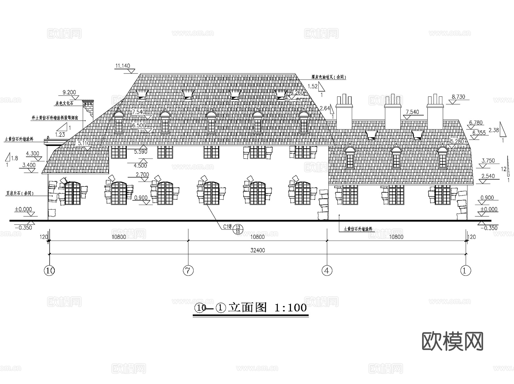 法式乡村街化妆品商店建筑CAD施工图cad施工图