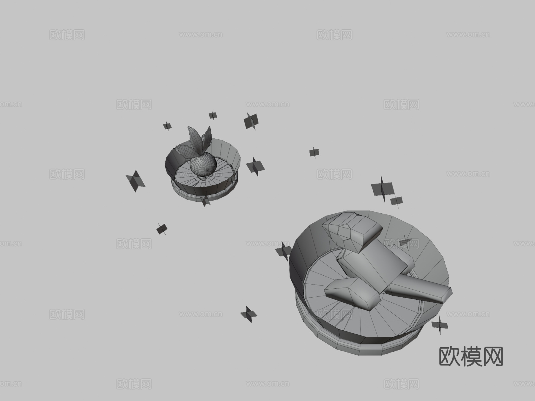 多边兽 走路草 战斗3d模型下载（渲染图3）