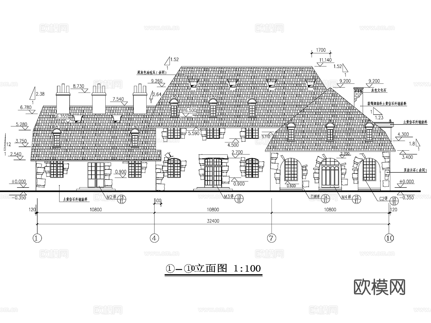 法式乡村街化妆品商店建筑CAD施工图cad施工图