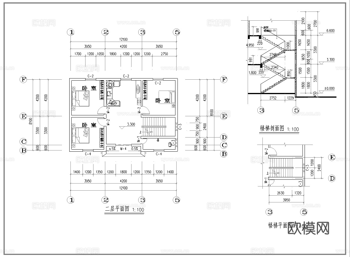 别墅建筑自建房 最新全套施工图设计cad施工图