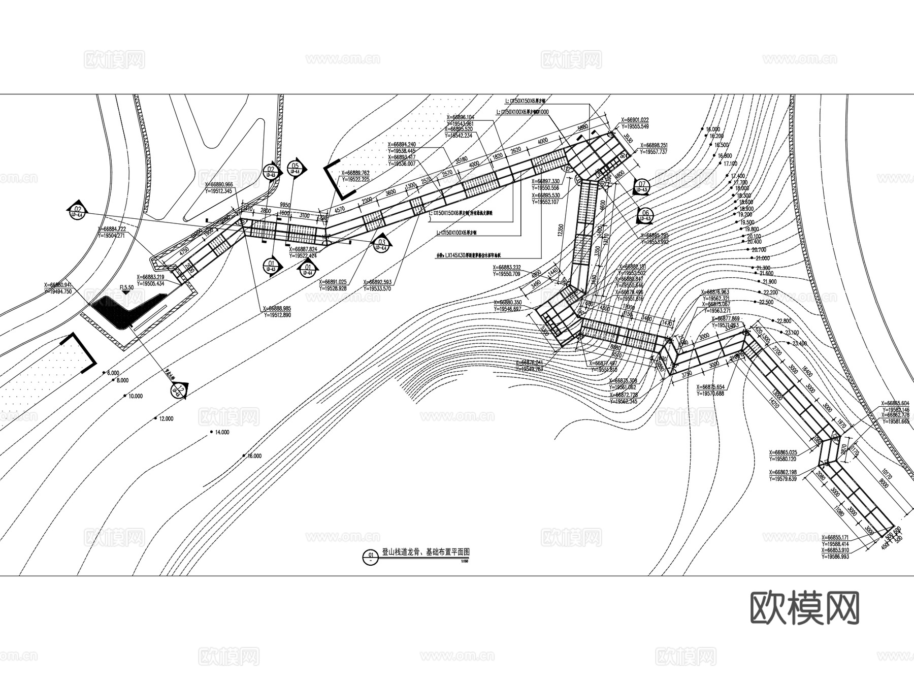 登山木栈道景观CAD施工详图集cad施工图cad施工图