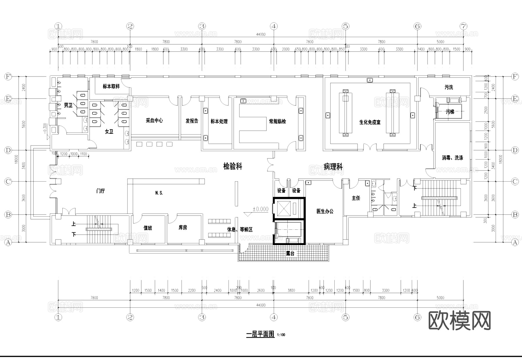 东川中医院综合楼建筑CAD施工图集cad施工图