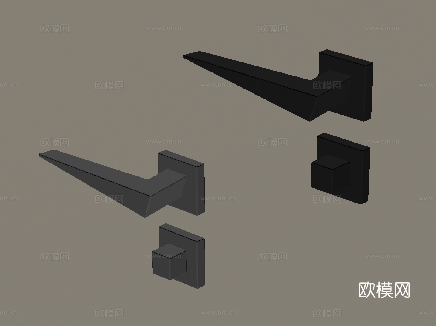 现代门把手 拉手 门锁su模型