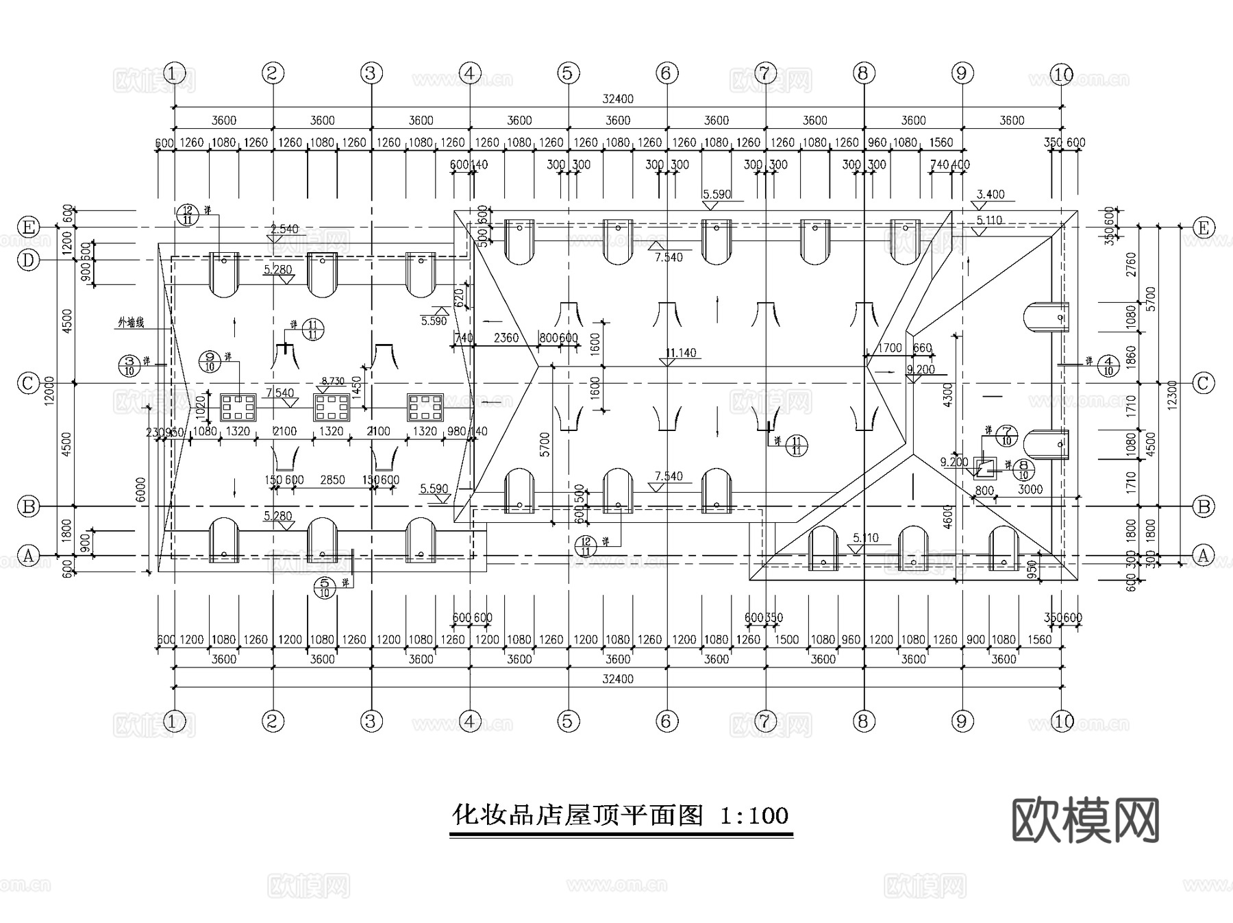 法式乡村街化妆品商店建筑CAD施工图cad施工图