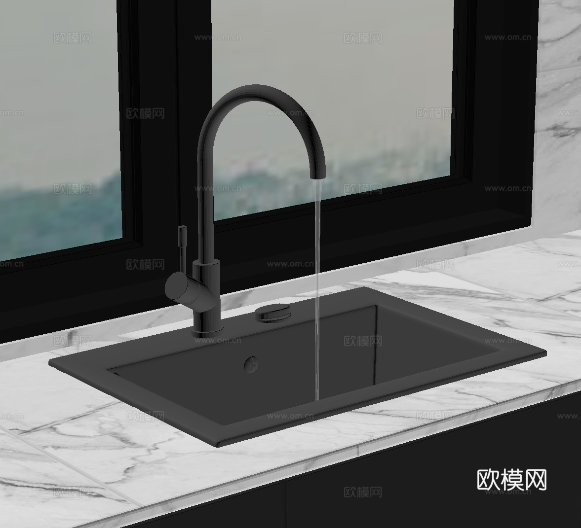 现代水槽 洗菜盆su模型