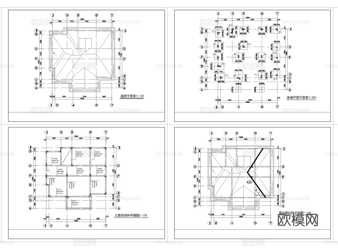 别墅建筑自建房 最新全套施工图设计cad施工图