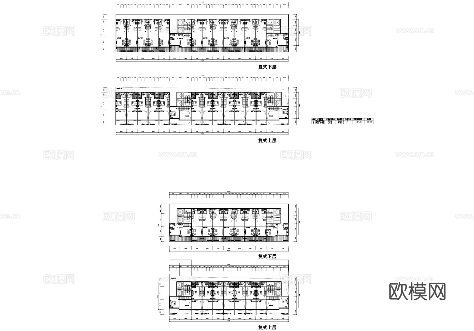 复式公寓平面户型图建筑CAD施工图cad施工图