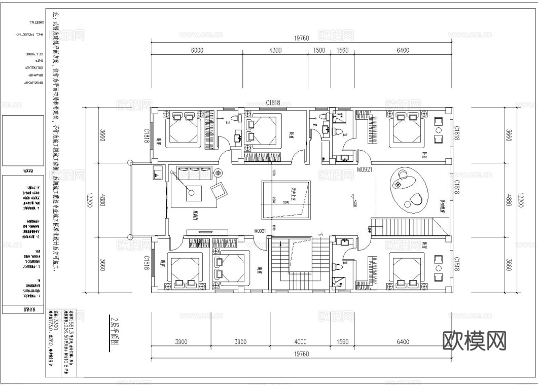 欧式别墅自建房 最新全套施工图设计cad施工图