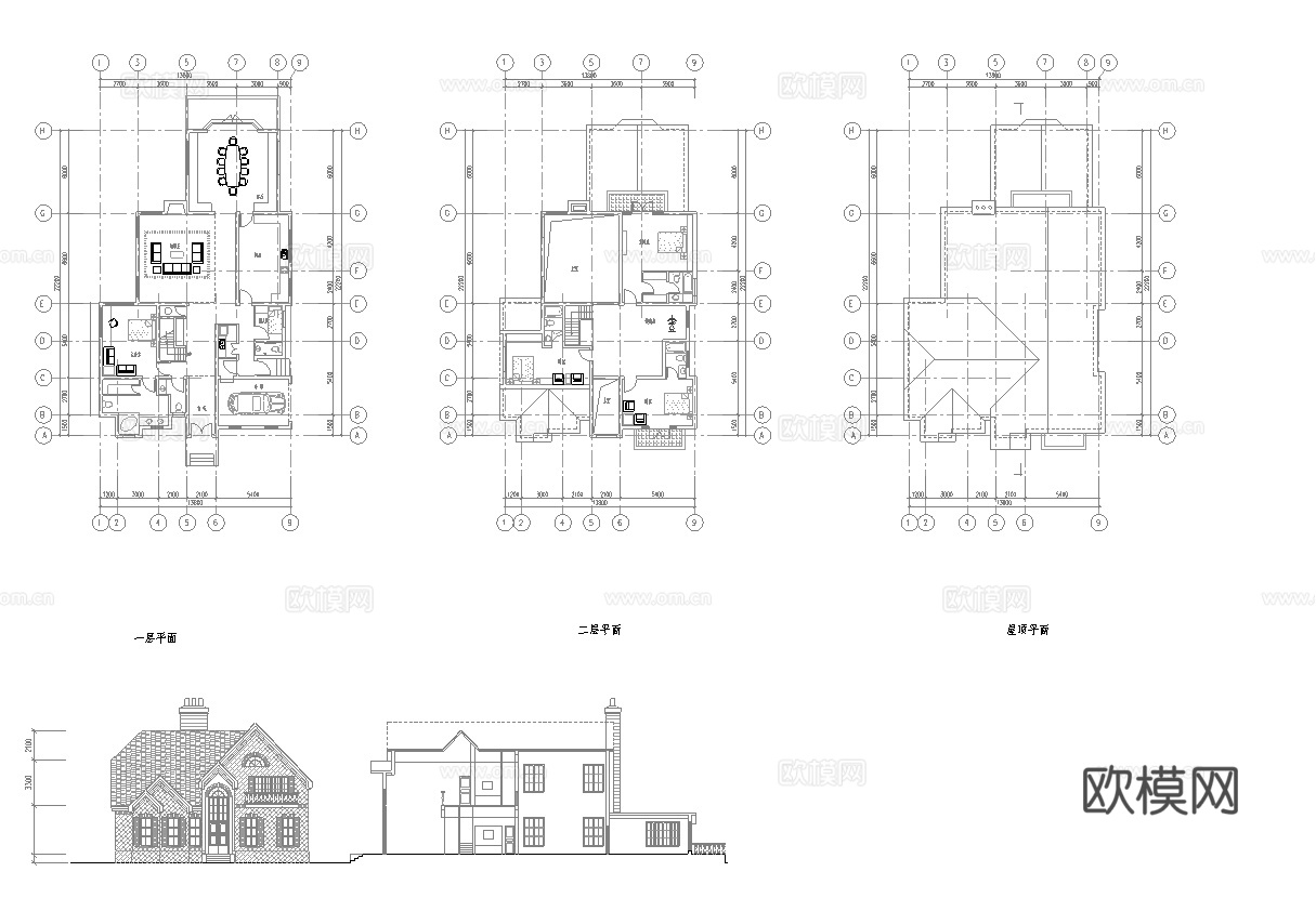 别墅建筑自建房 最新全套施工图设计cad施工图