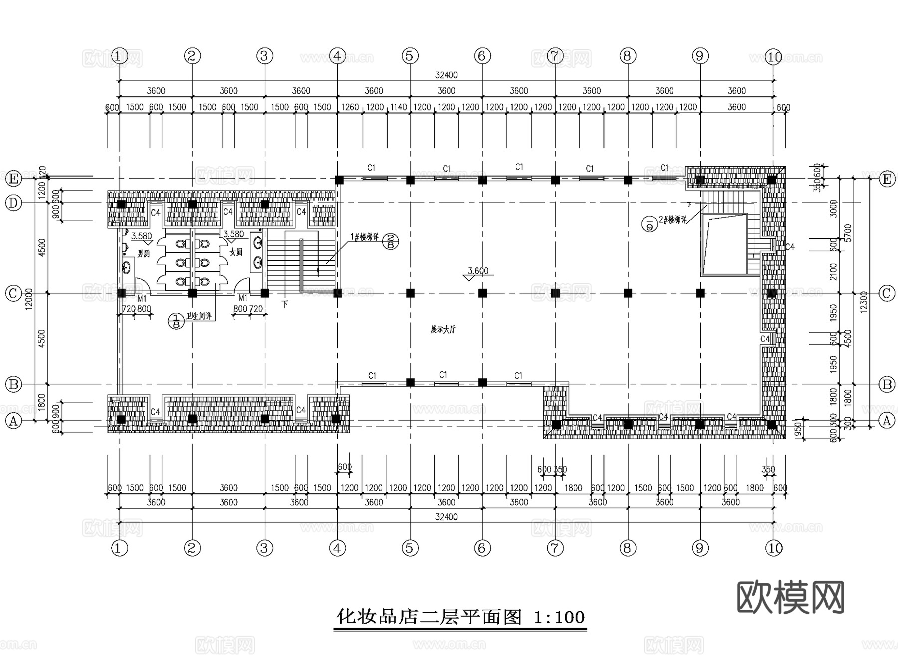 法式乡村街化妆品商店建筑CAD施工图cad施工图