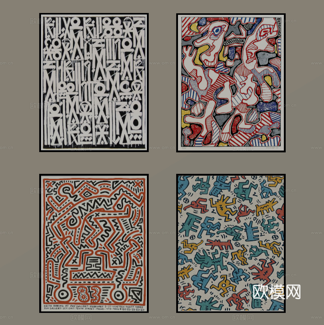 现代挂画 儿童挂画su模型