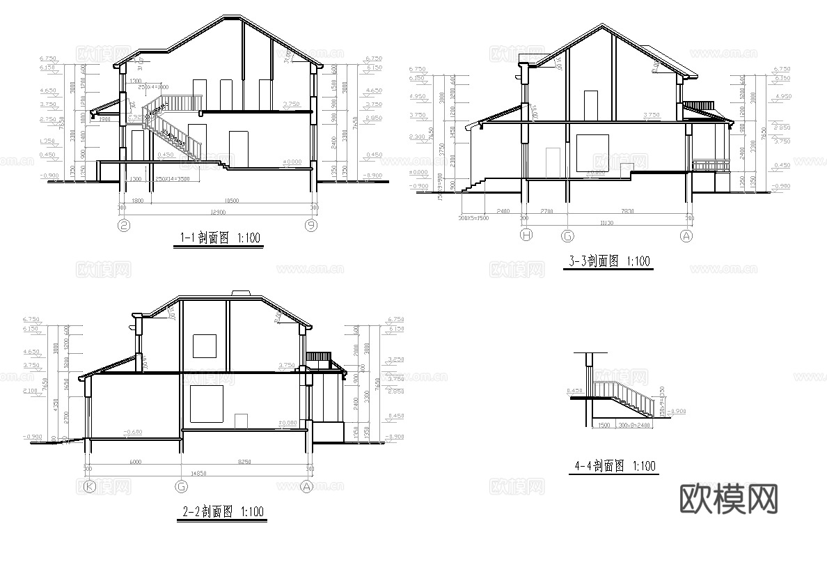 别墅建筑自建房 最新全套施工图设计cad施工图