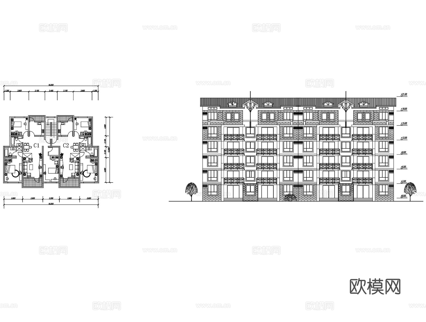 高层、多层、别墅住宅建筑平立剖CAD施工图集cad施工图