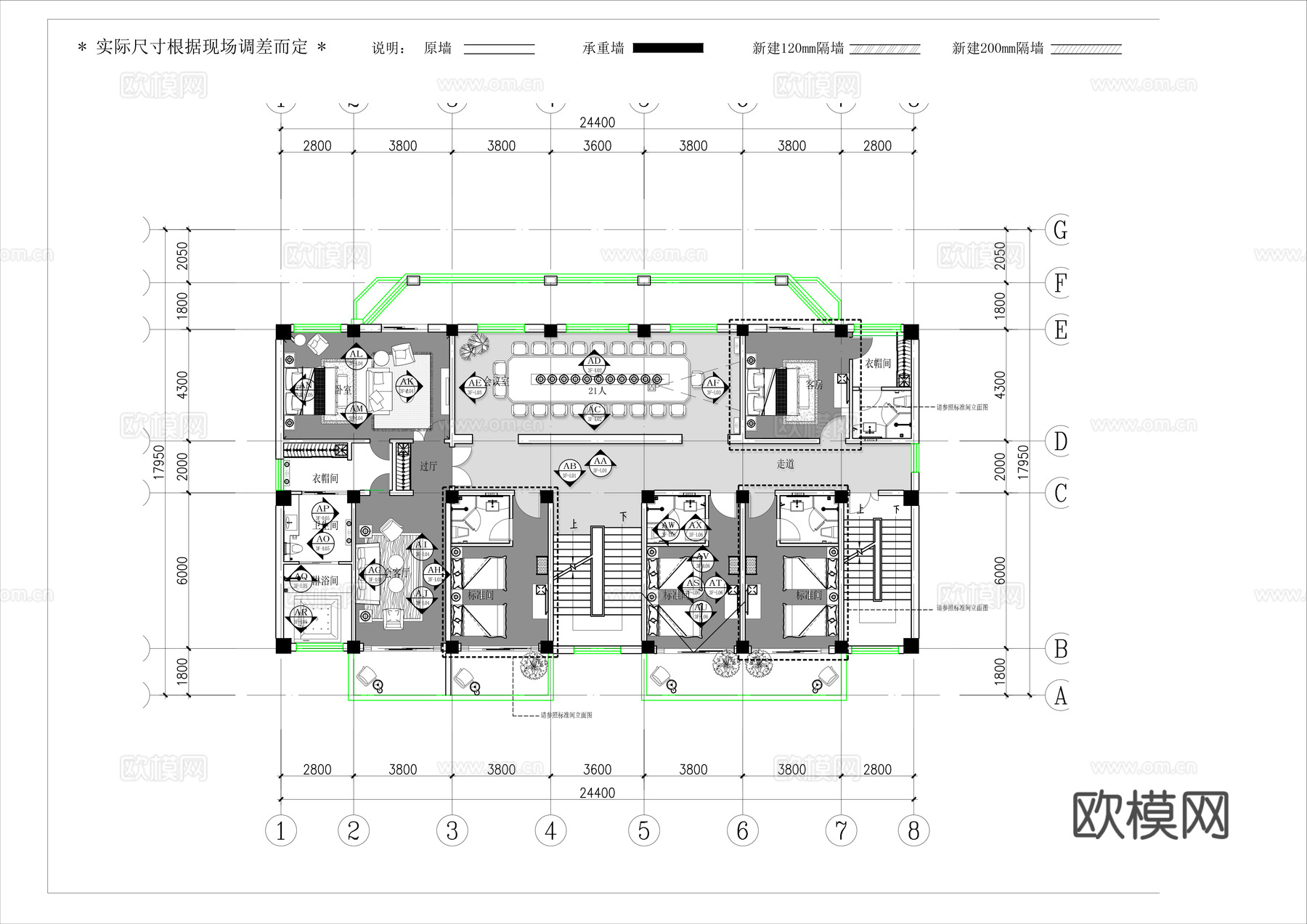 休闲娱乐民宿 最新全套施工图设计cad施工图