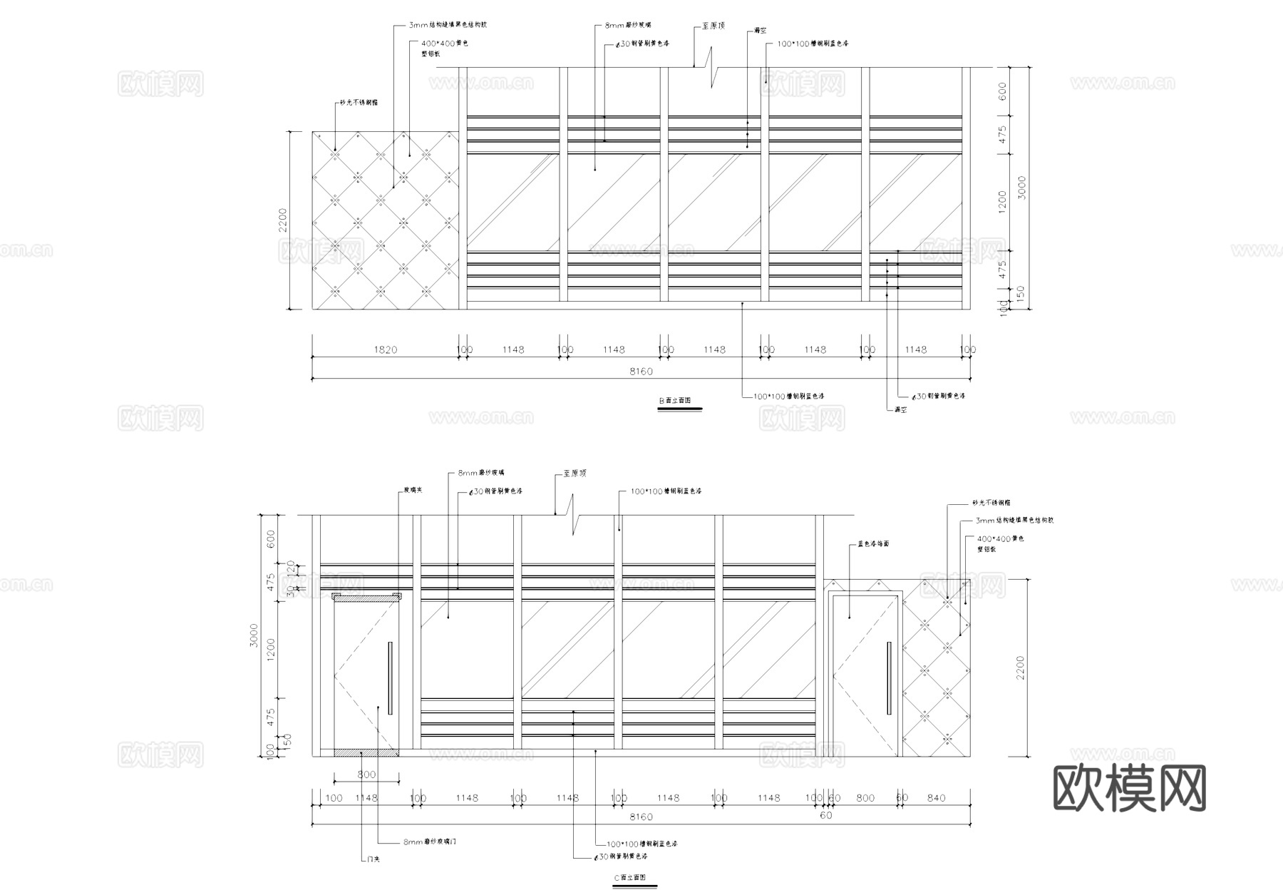 博奥健身房室内装饰CAD施工图集cad施工图