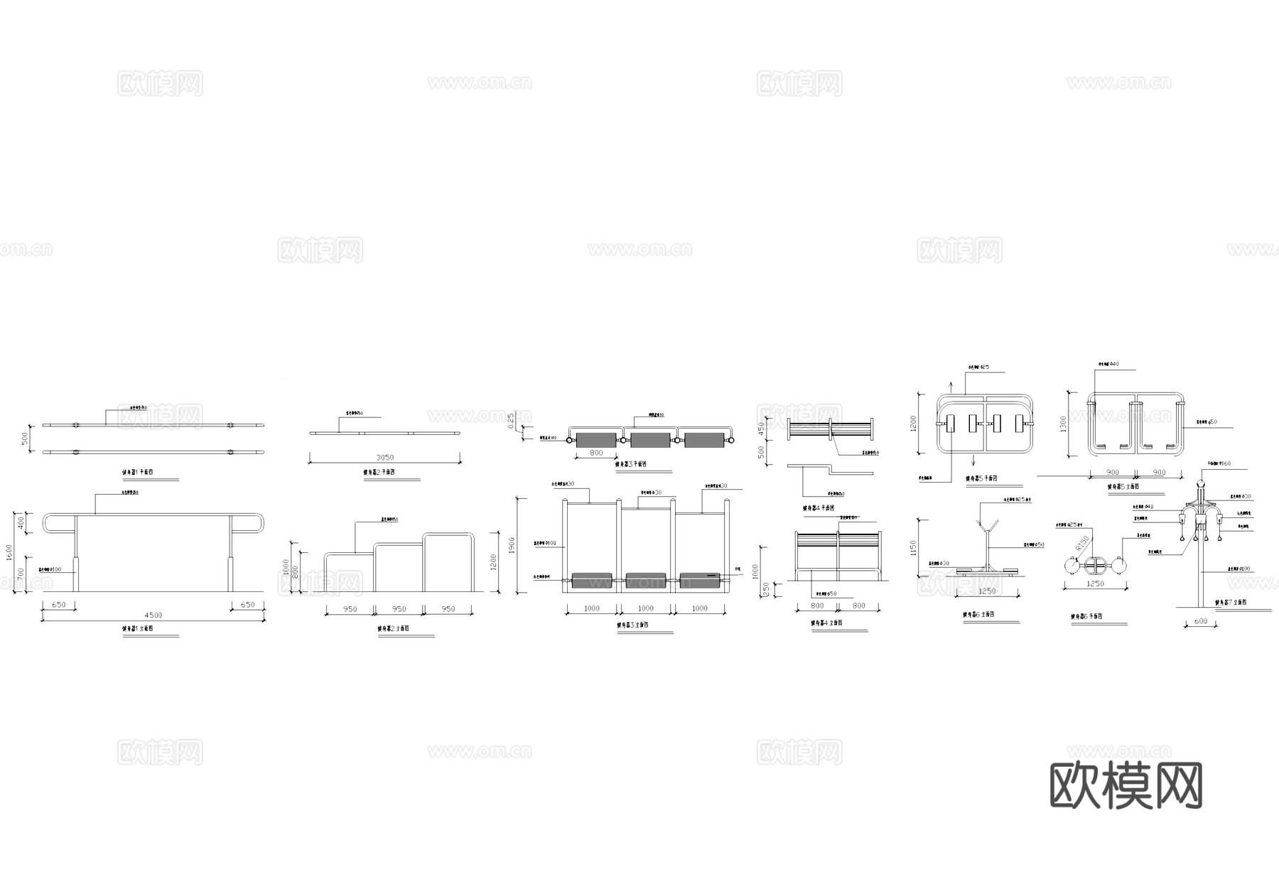 运动健身器材节点大样CAD详图集cad施工图