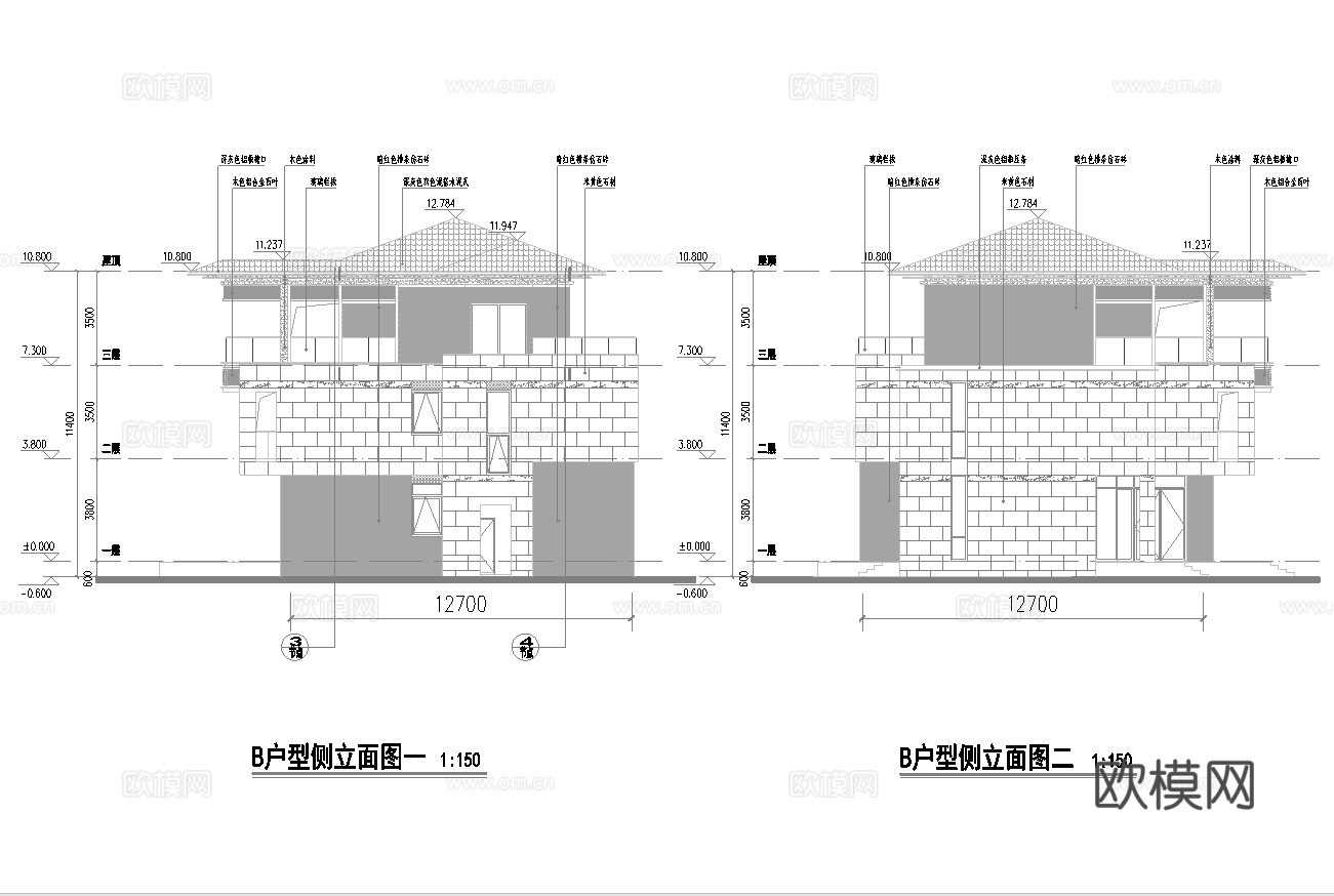 别墅自建房 最新全套施工图设计cad施工图