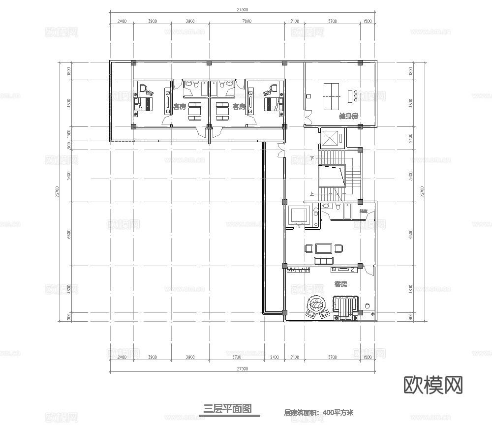 民宿会所 最新平面施工图设计cad施工图