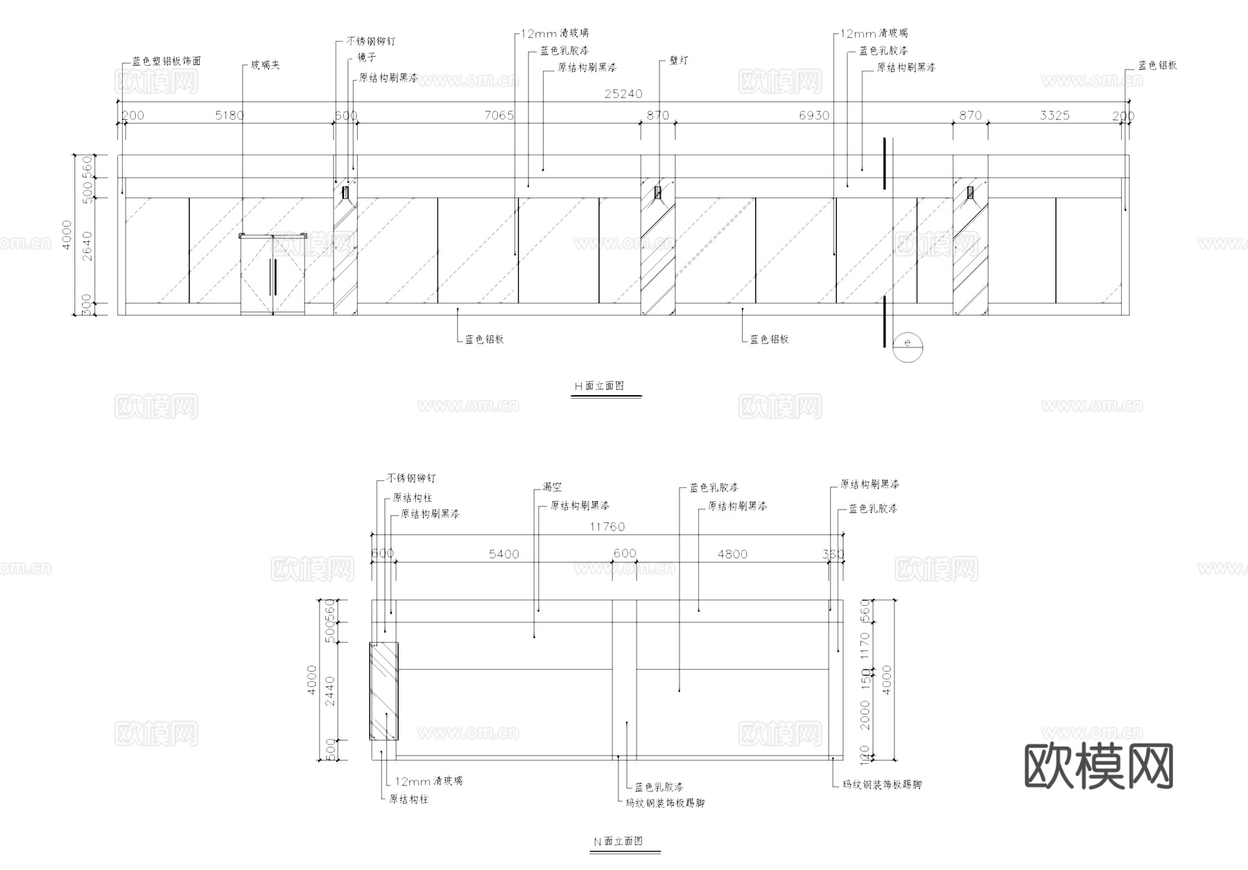 博奥健身房室内装饰CAD施工图集cad施工图