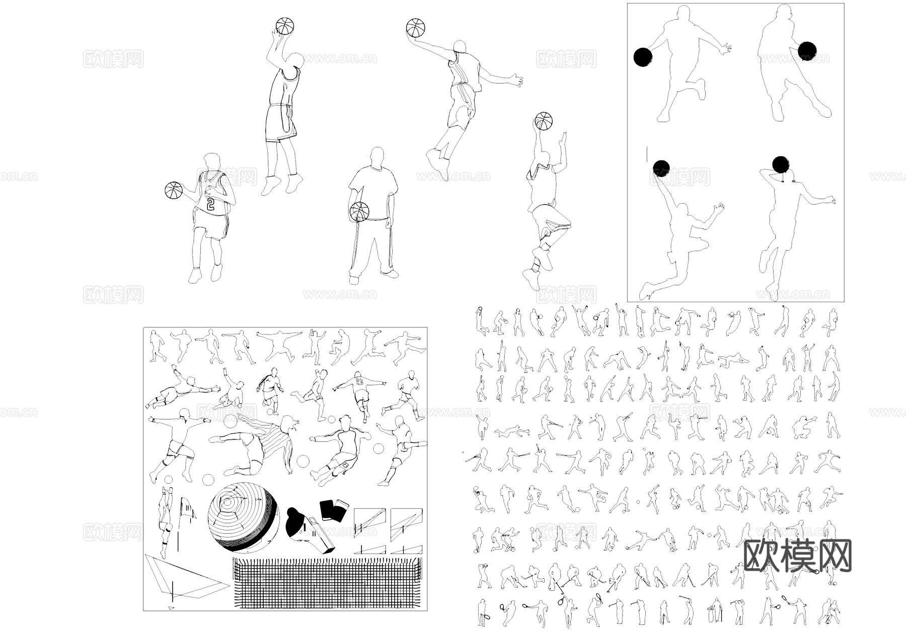运动人物运动员CAD图库cad施工图