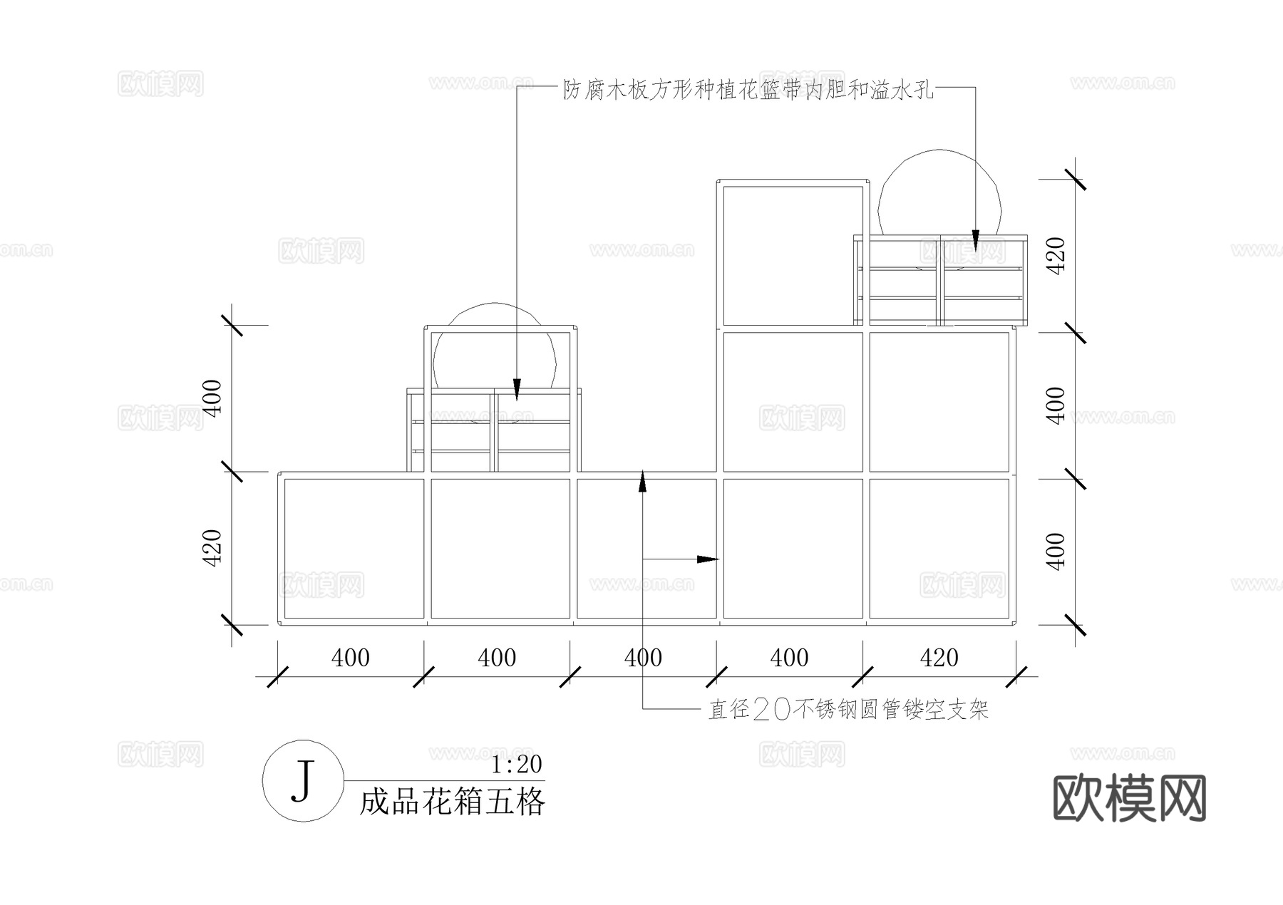 花架 花箱 不锈钢花池 种植花篮 景观灯 CAD施工图cad施工图