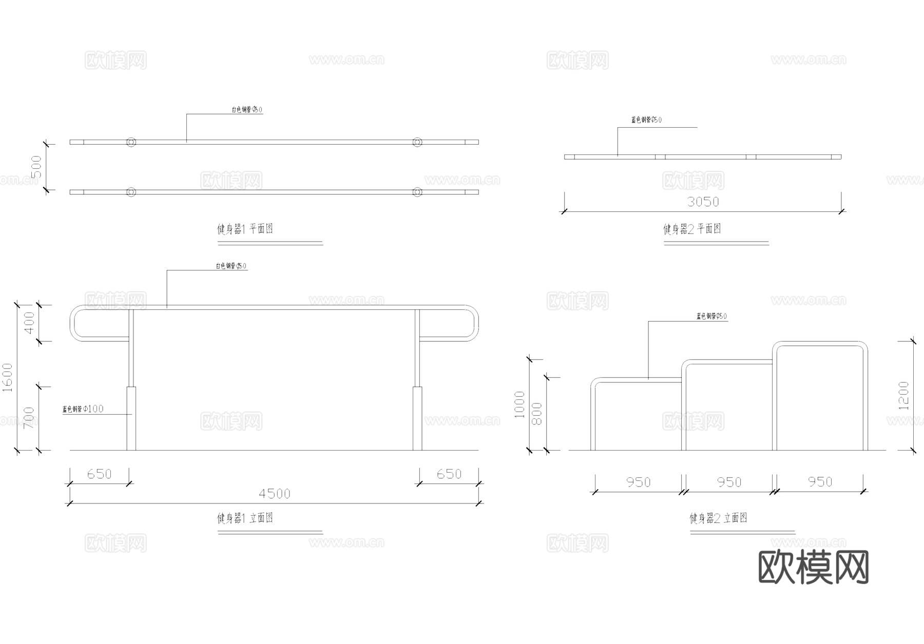 运动健身器材节点大样CAD详图集cad施工图