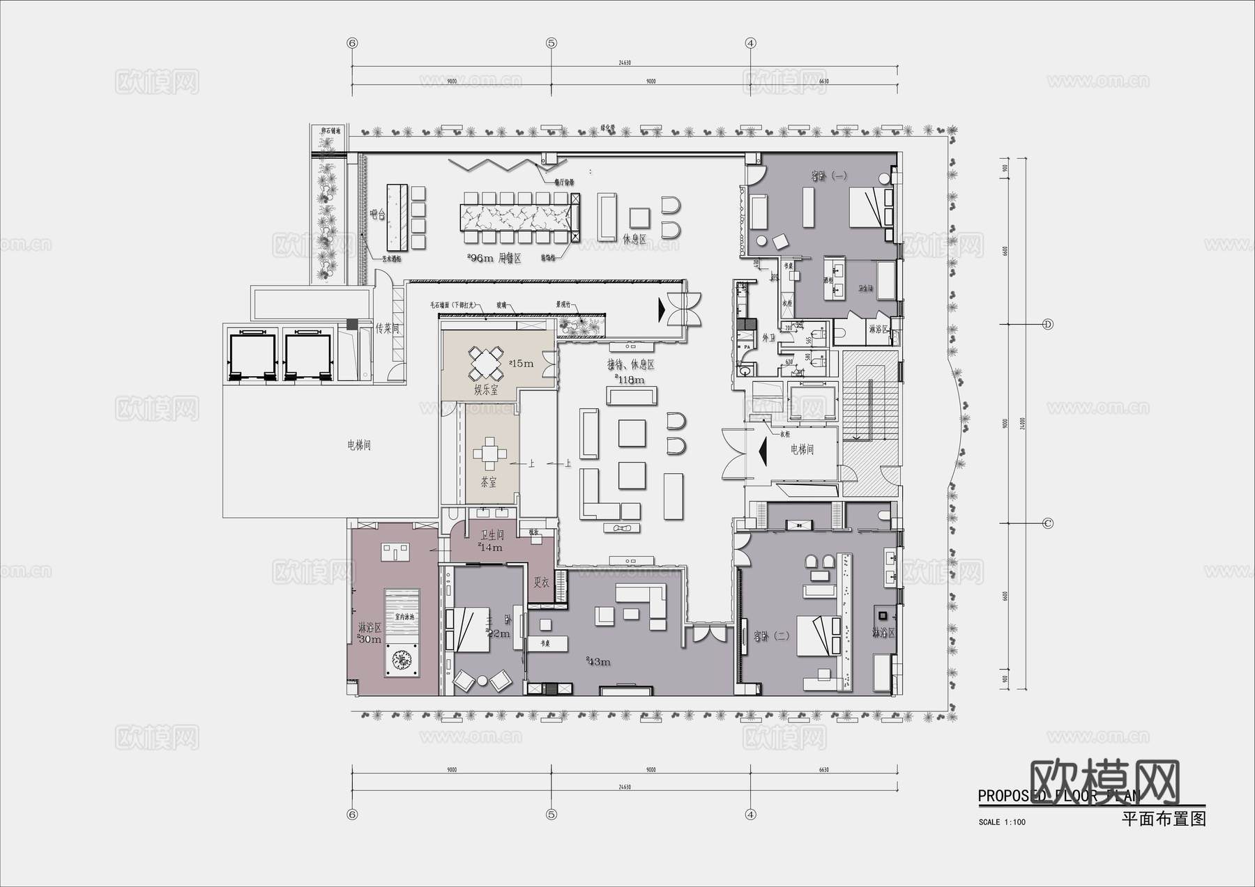 主题民宿 最新平面施工图设计cad施工图