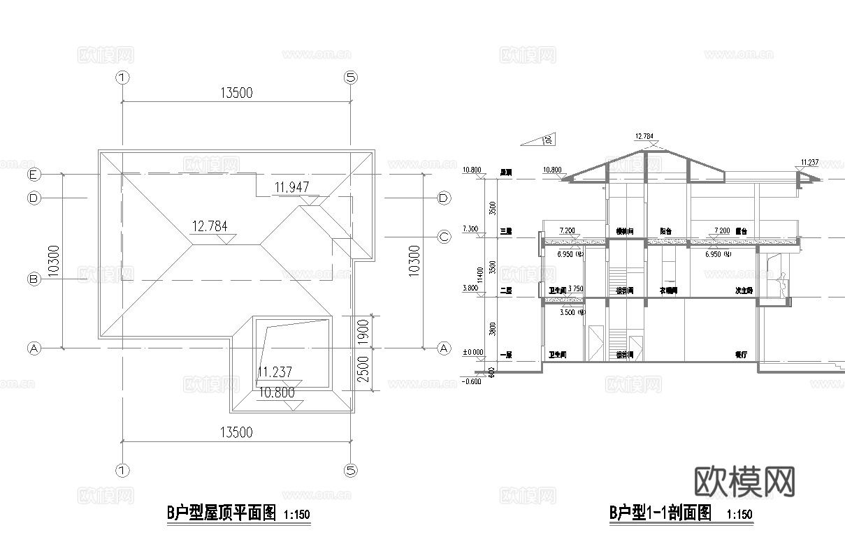 别墅自建房 最新全套施工图设计cad施工图